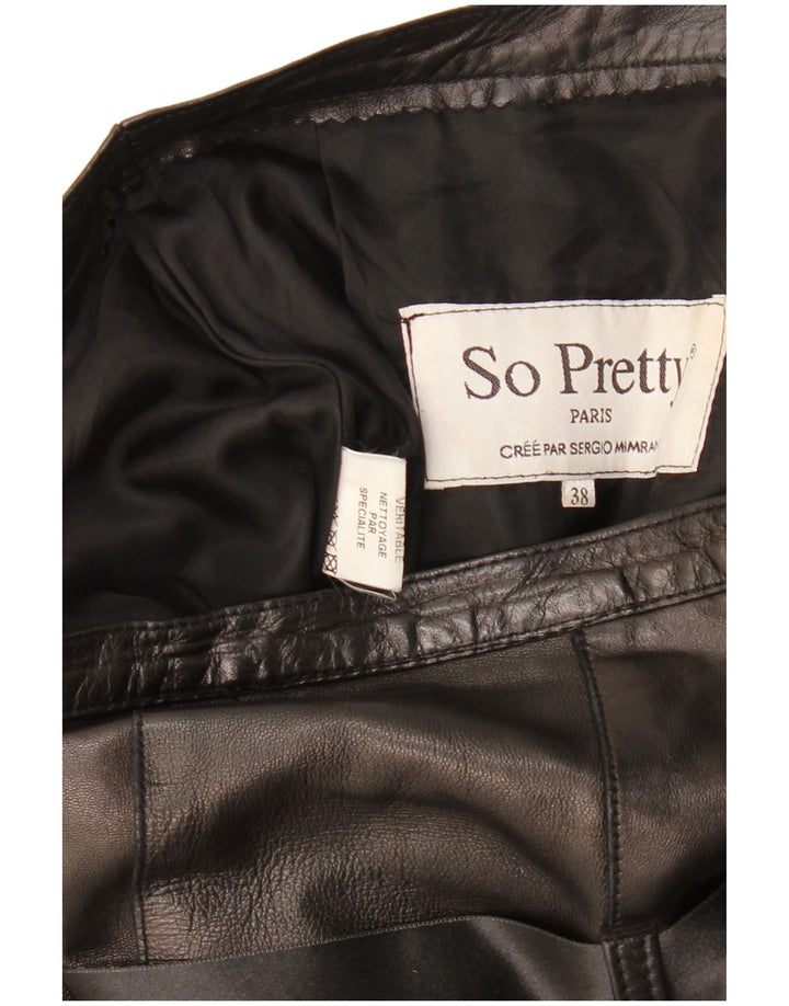 Vintage Dame Læder Flared Nederdel EU 38 Medium W28 Brun