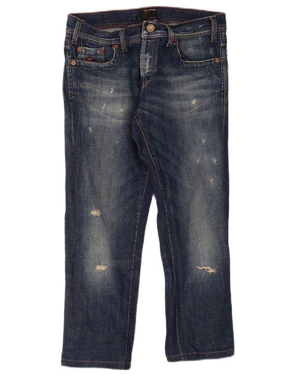 Energie Dame Distressed Straight Jeans W33 L25 Blå Bomuld