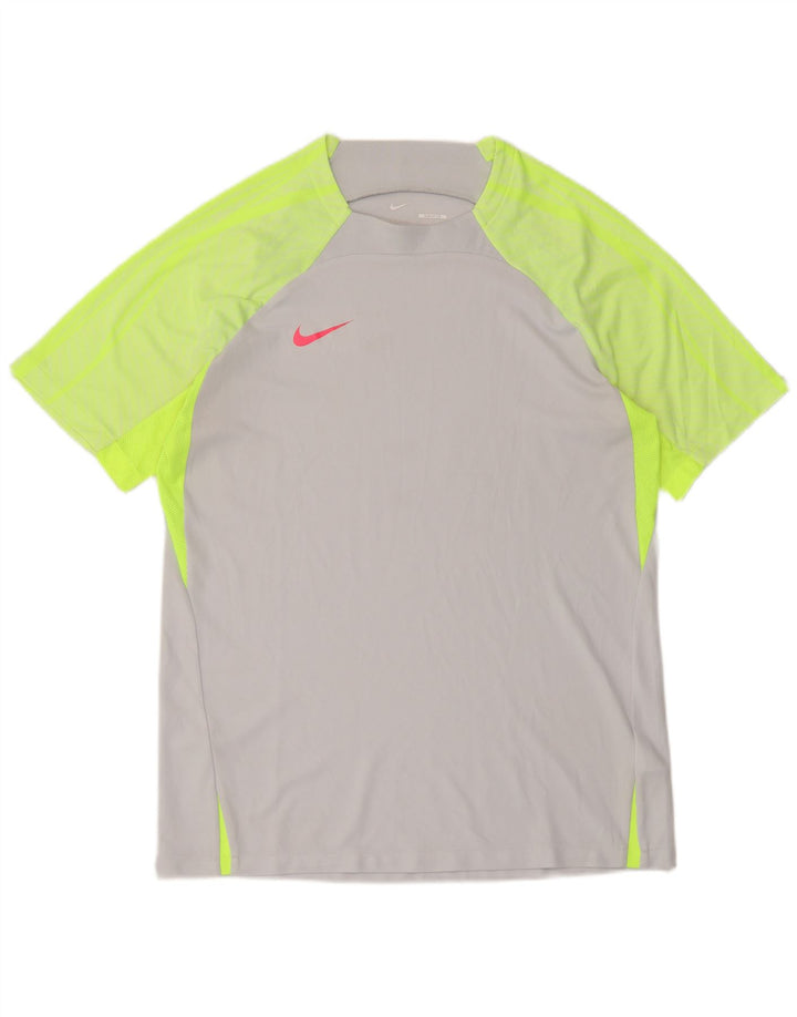 Nike Herre Dri Fit Slim T-Shirt Top Stor Grå Colourblock Polyester