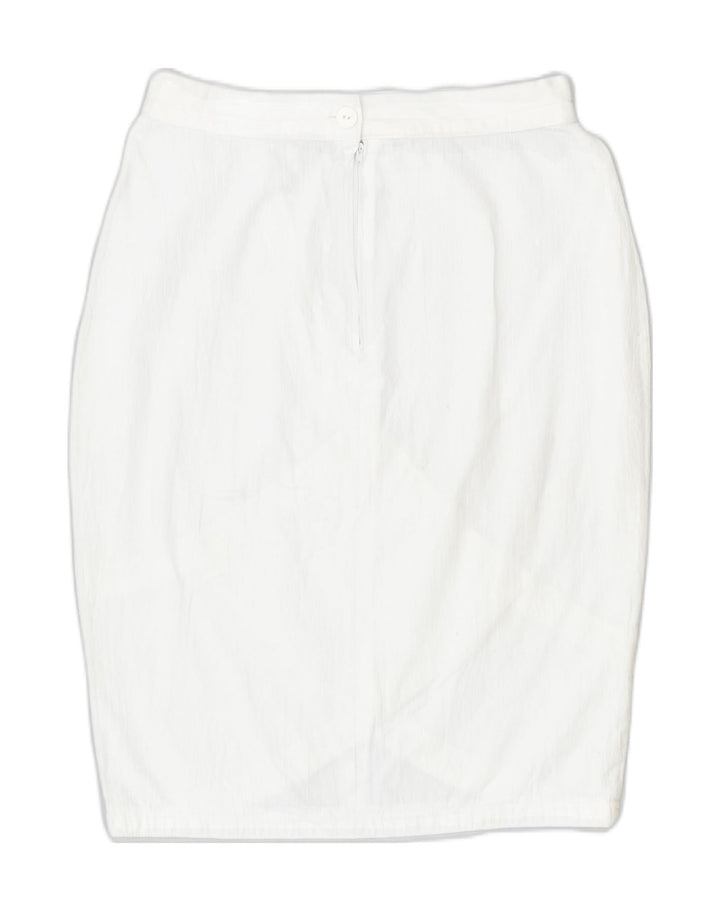 VINTAGE Womens A-Line Skirt IT 44 Medium W30  White Cotton | Vintage Vintage | Thrift | Second-Hand Vintage | Used Clothing | Messina Hembry 