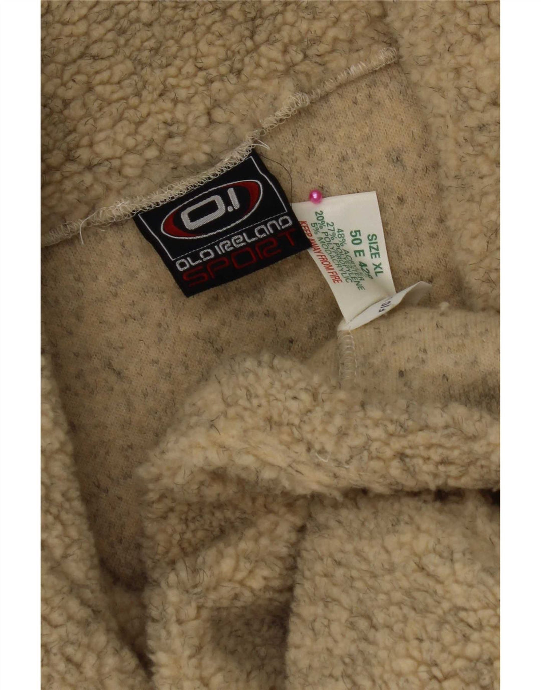 Vintage fleecetrøje med lynlås til mænd XL Beige polyakryl