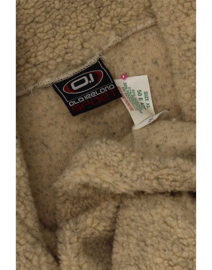 Vintage fleecetrøje med lynlås til mænd XL Beige polyakryl