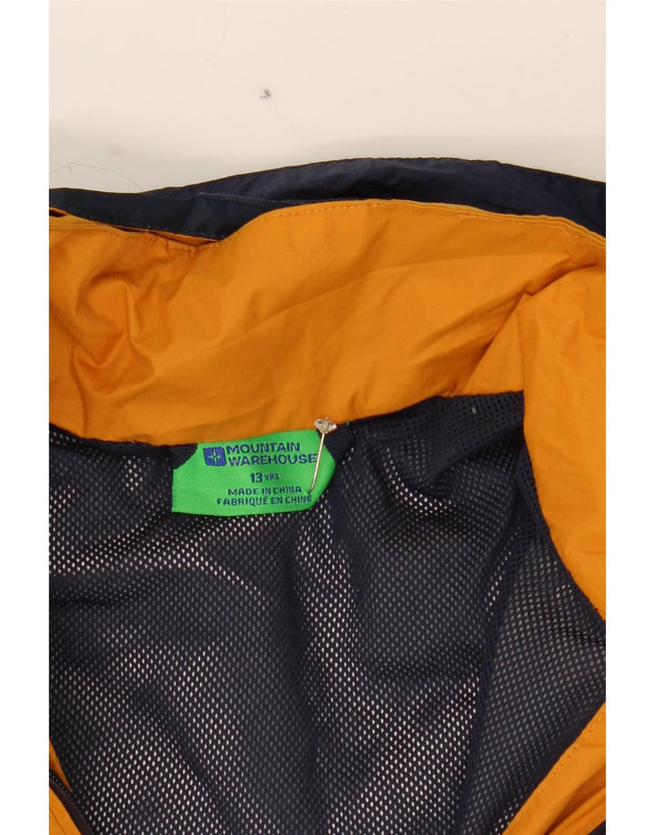 MOUNTAIN WAREHOUSE Boys Hooded Rain Jacket 12-13 Years Yellow Colourblock Vintage Mountain Warehouse and Second-Hand Mountain Warehouse from Messina Hembry 