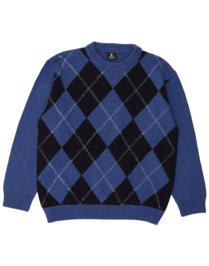 Marina Yachting Herre Crew Neck Jumper Sweater Medium Blue Argyle/Diamond
