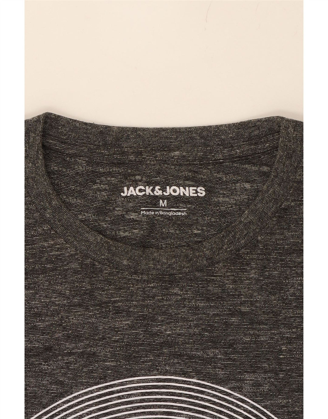 JACK & JONES Mens Graphic T-Shirt Top Medium Grey Polyester Vintage Jack & Jones and Second-Hand Jack & Jones from Messina Hembry 
