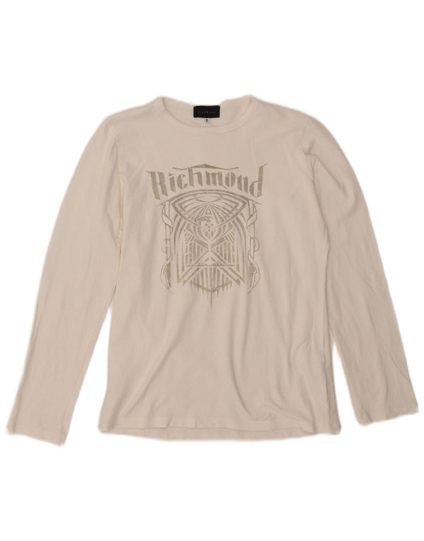 Richmond Herre grafisk top langærmet lille hvid bomuld