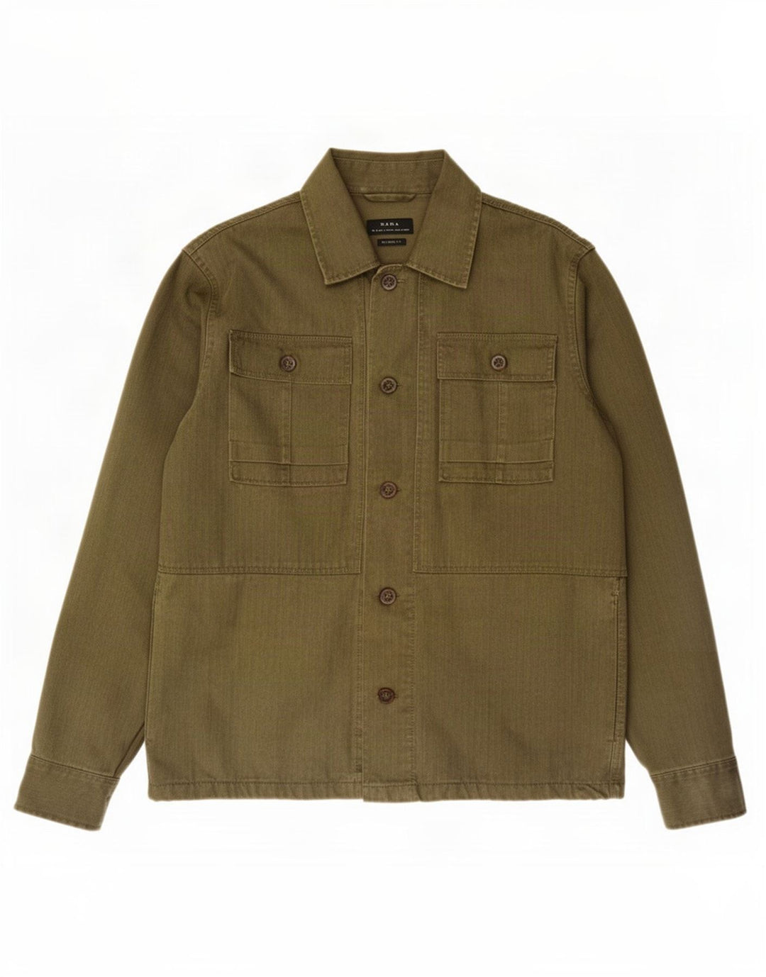 Zara Herre Relaxed Fit Utility Jacket UK 38 Medium Khaki Cotton