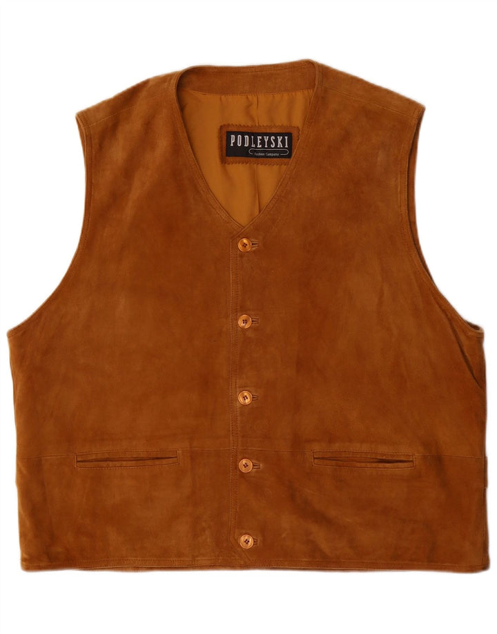 Podleyski Herre Ruskind Gilet IT 56 3XL Brunt Læder