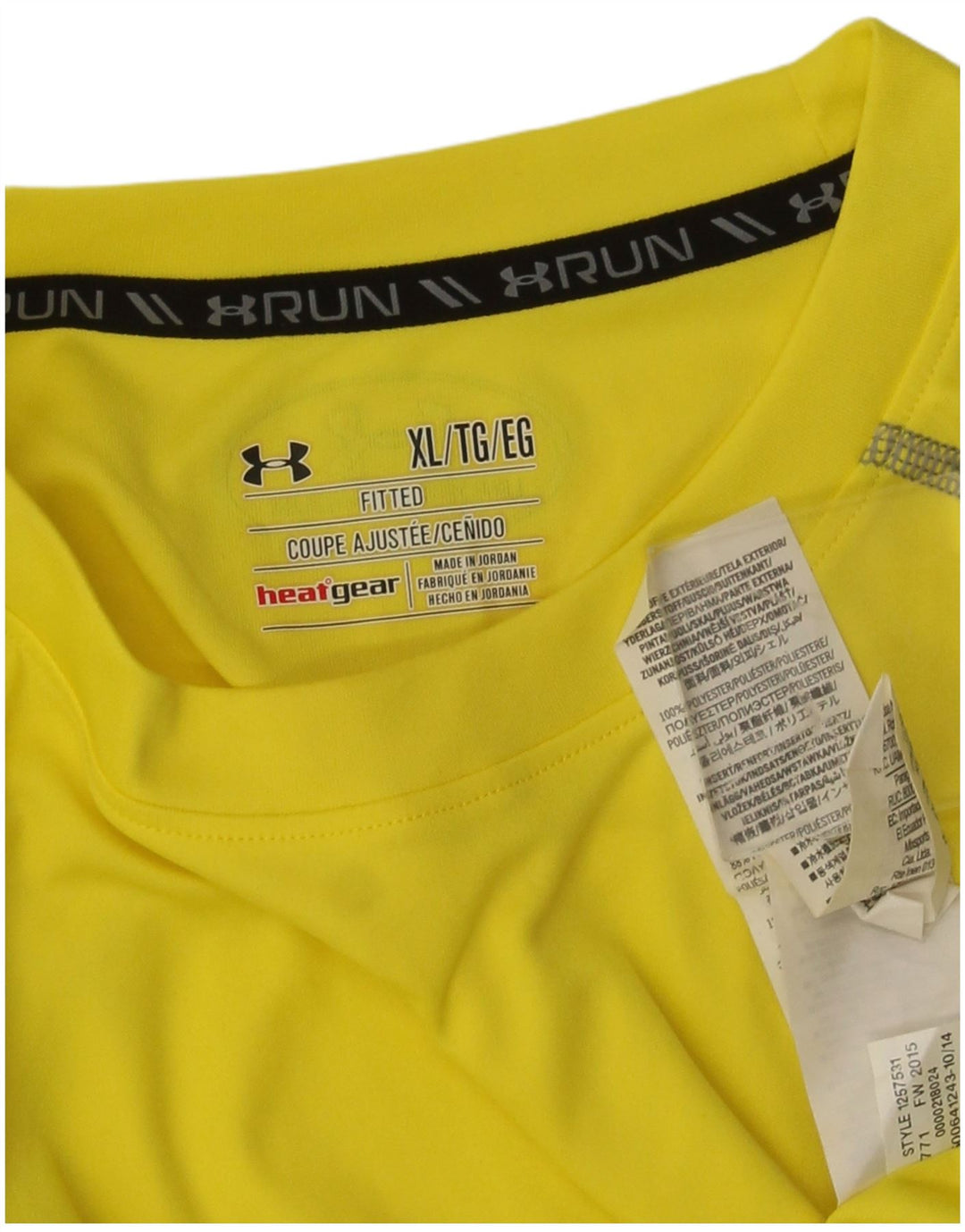 Under Armour Herre Heat Gear T-Shirt Top XL Gul Polyester