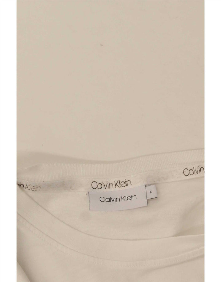 Calvin Klein Herre Grafisk T-Shirt Top Stor Hvid