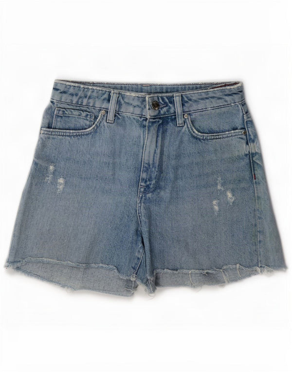 Tommy Hilfiger Kvinder Højtaljede Distressed Denim Shorts W27 Small Blue