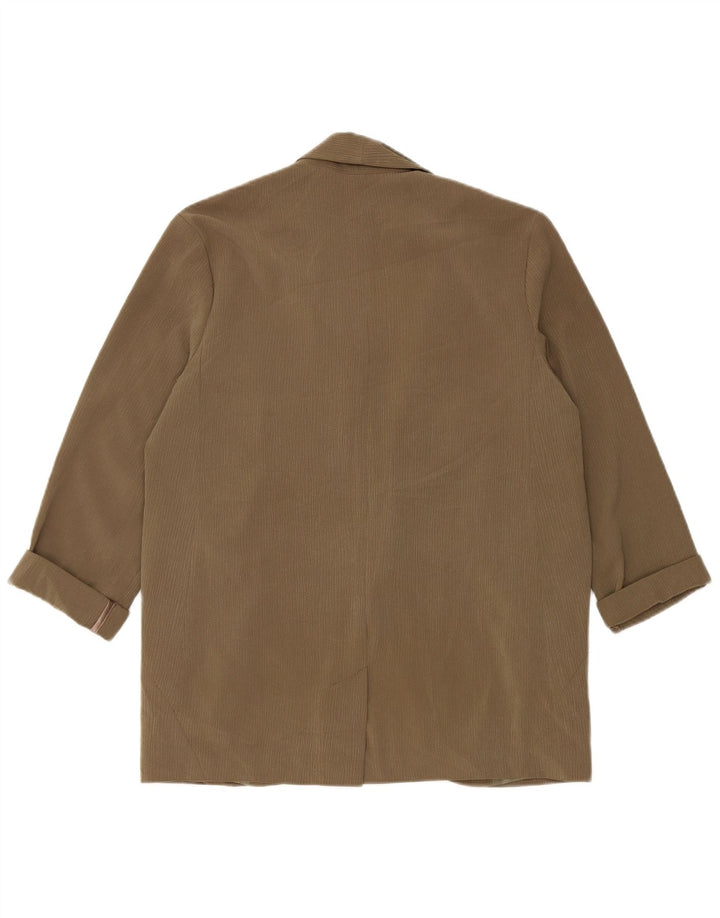 Topshop Dame Oversized 1 Knap Blazer Jacket UK 10 Small Khaki Pinstripe