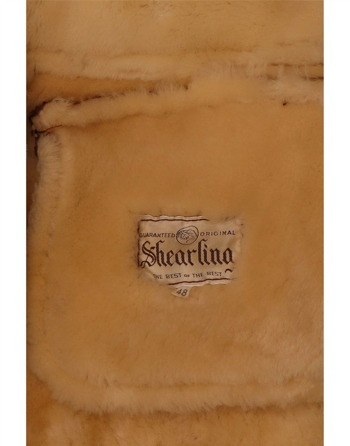 Vintage Herre Shearling Jacket IT 48 Medium Brown Colourblock