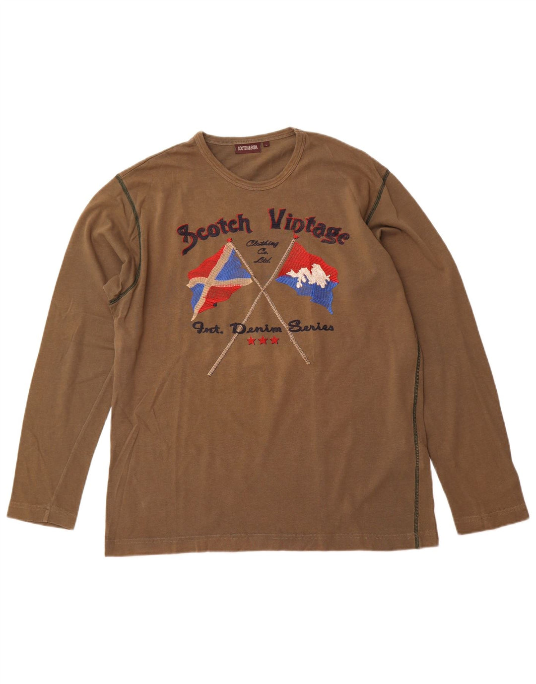 SCOTCH & SODA Herre grafisk top Langærmet Stor Khaki Bomuld