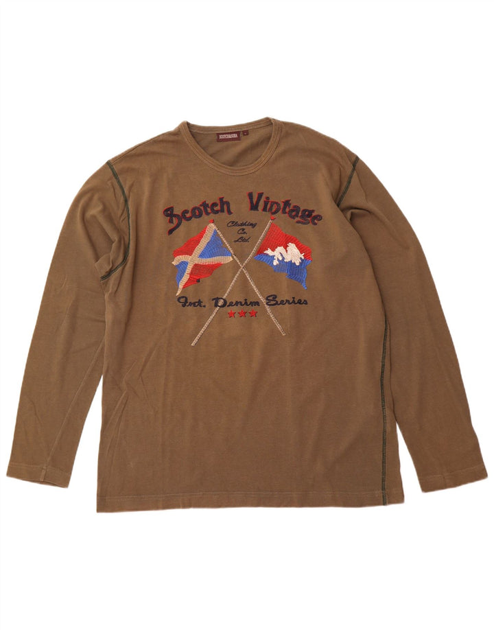 SCOTCH & SODA Herre grafisk top Langærmet Stor Khaki Bomuld