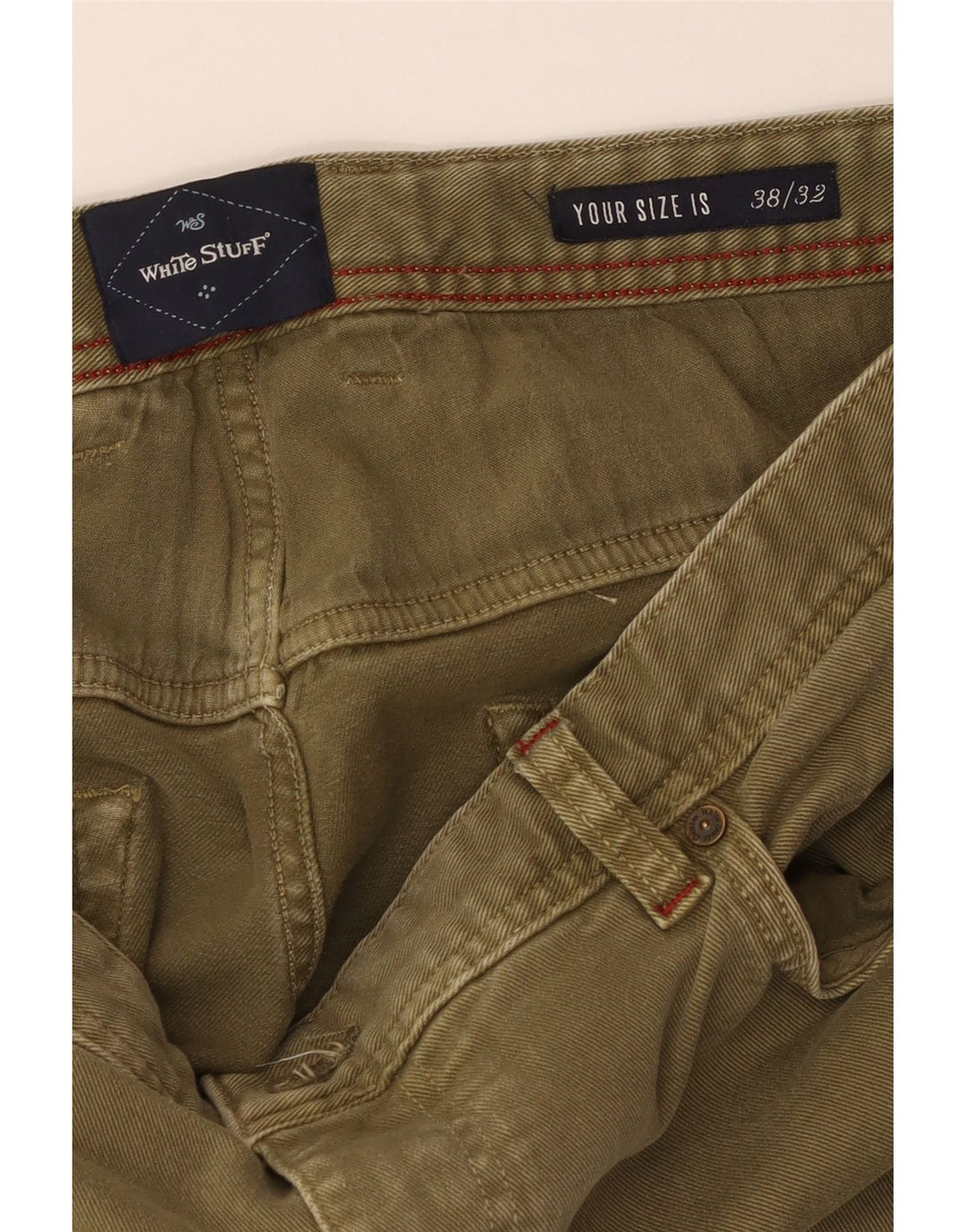 WHITE STuff Straight jeans til mænd W38 L32 Khaki Bomuld