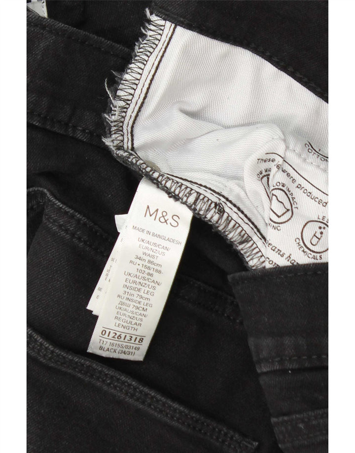 Marks & Spencer Herre Slim Jeans W34 L31 Sort Bomuld