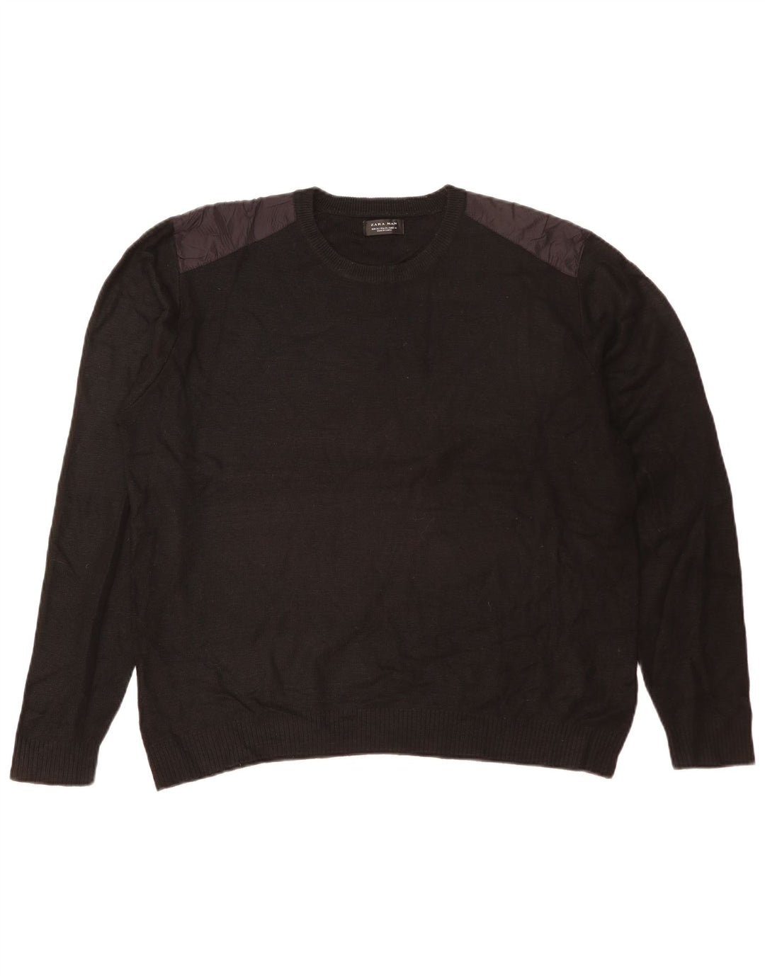 Zara Herre Crew Neck Jumper Sweater XL Sort Akryl