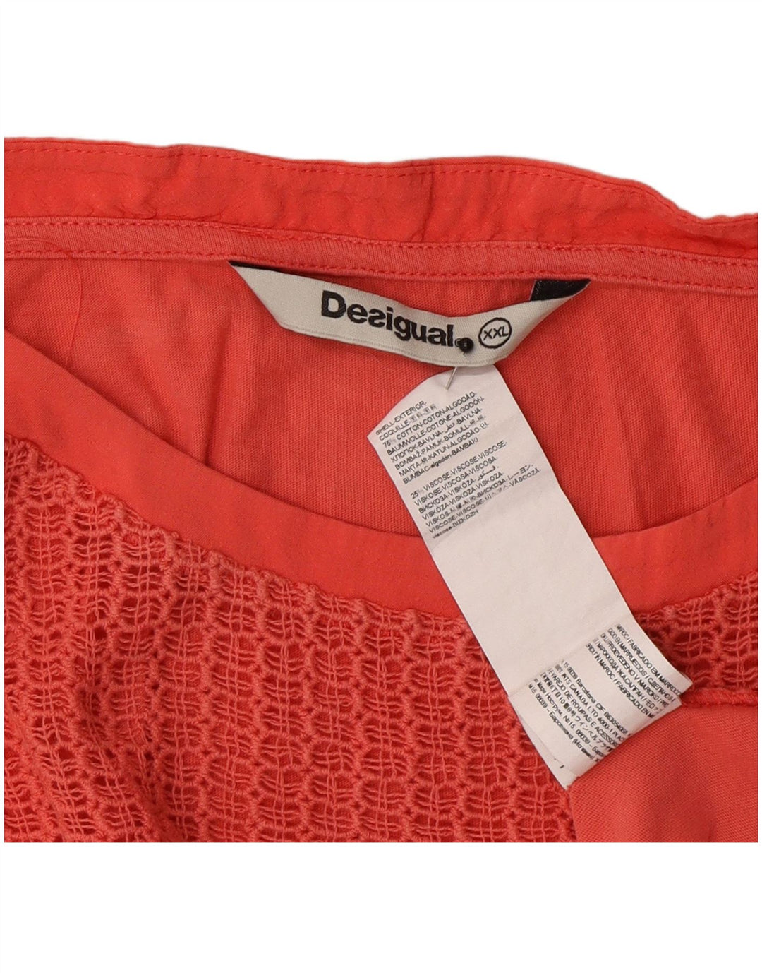 Desigual Dame Bluse Top UK 20 2XL Pink Bomuld