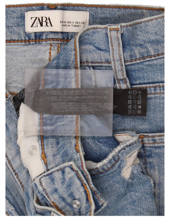 Zara Dame Distressed Slim Jeans EU 38 Small W28 L28 Blå Bomuld