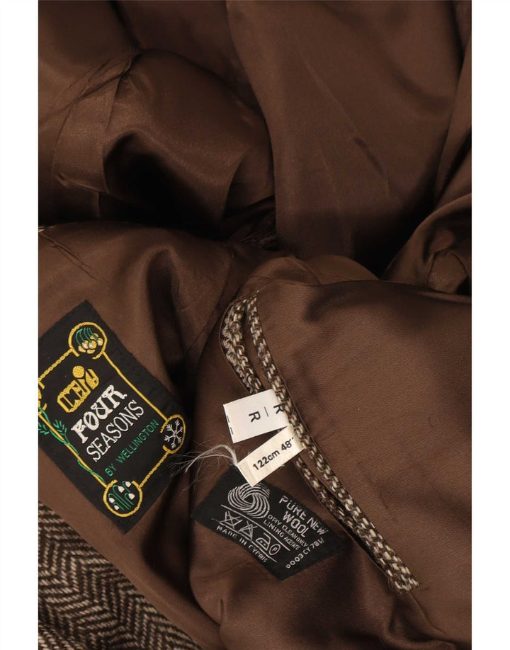Four Seasons Herre 2 Button Blazer Jacket UK 48 4XL Brun sildebensuld