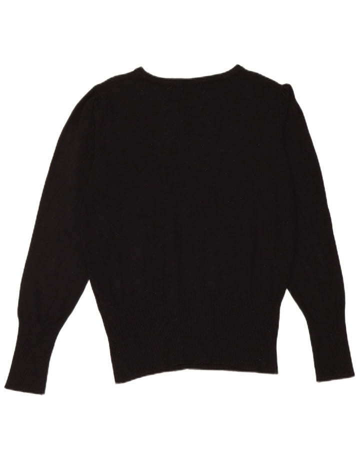 Marks & Spencer Dame Boat Neck Jumper Sweater UK 10 Small Black Viscose