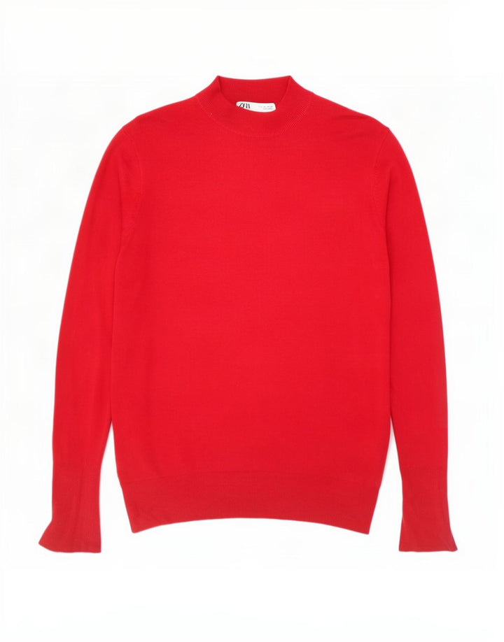 Zara Dame Turtle Neck Jumper Sweater UK 16 Large Red