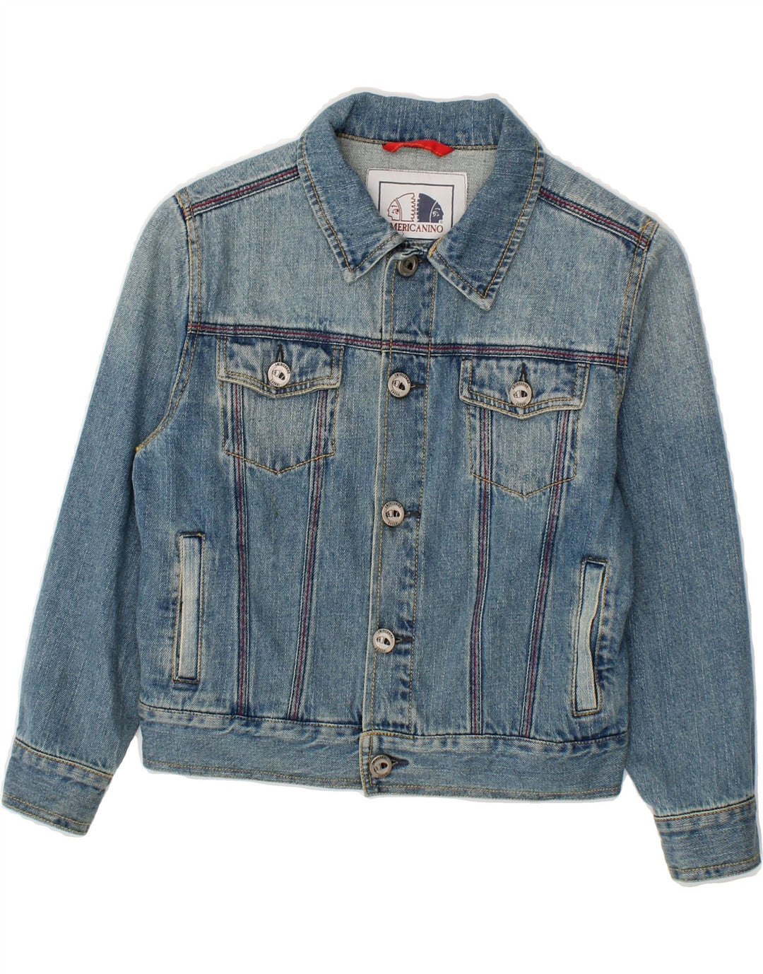 AMERICANINO Boys Graphic Denim Jacket 5-6 Years Small Blue Cotton Vintage Americanino and Second-Hand Americanino from Messina Hembry 
