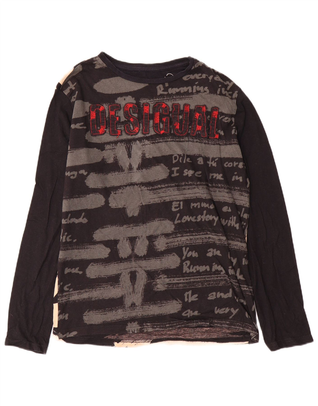 Desigual Herre Grafisk Top Langærmet Medium Sort Bomuld