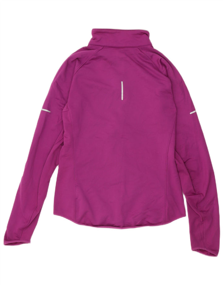 NIKE Womens Dri Fit Tracksuit Top Jacket UK 14 Medium Maroon Polyester