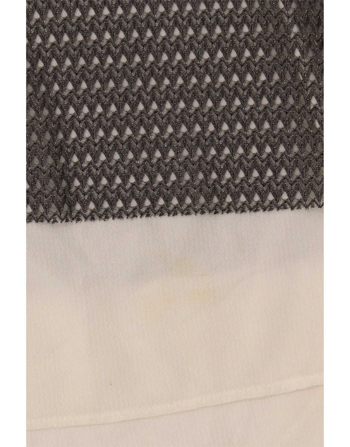 Zara Dame Sleeveless See Through Top UK 16 Large Grey Colourblock