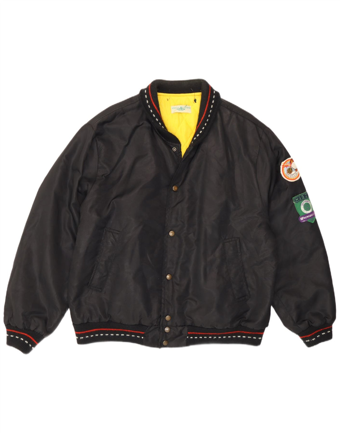 Vintage polstret bomberjakke til mænd UK 40 Stor sort polyamid