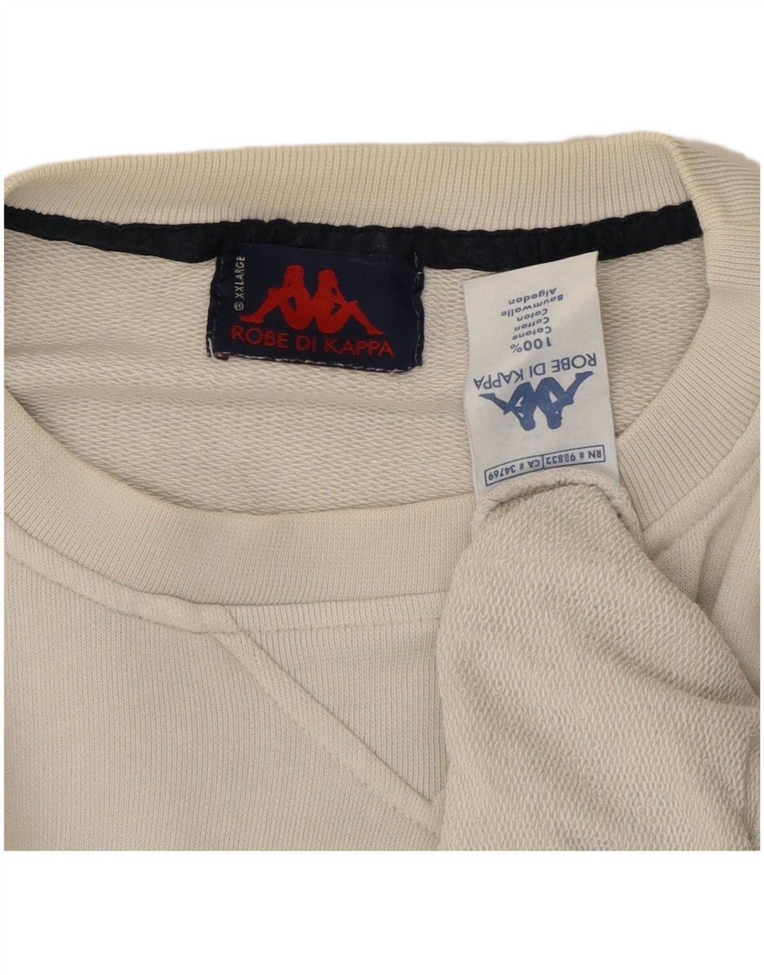Kappa Herre Sweatshirt Jumper 2XL Hvid Bomuld