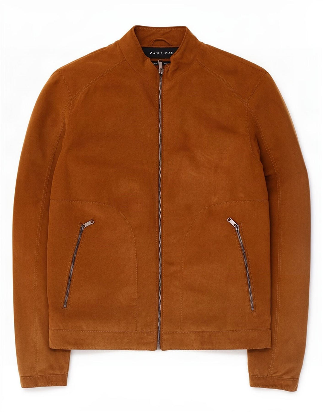 Zara Herre Bomber Jacket UK 38 Medium Brun Polyester