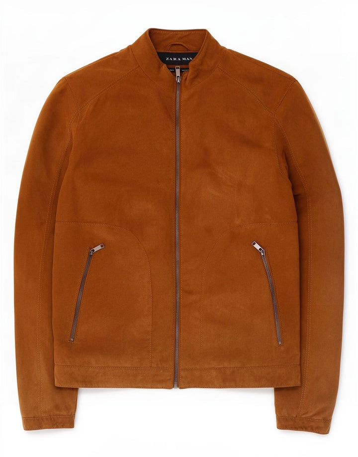 Zara Herre Bomber Jacket UK 38 Medium Brun Polyester