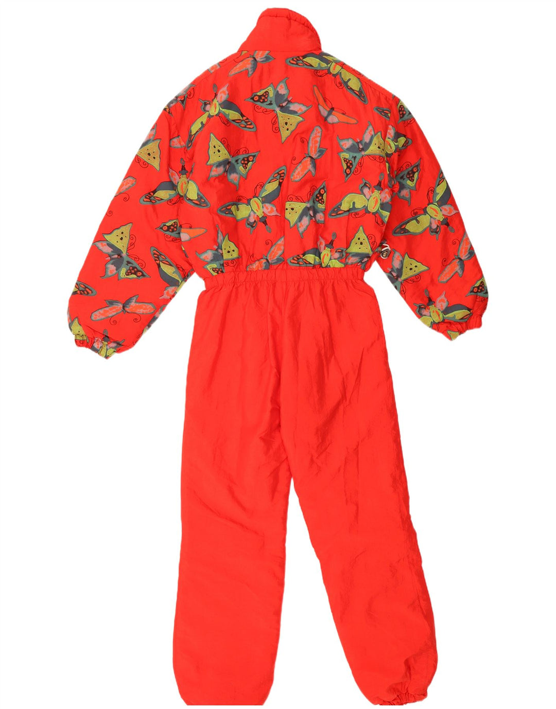 Vintage kvinders abstrakt mønster ski jumpsuit UK 14 Medium Red Butterfly
