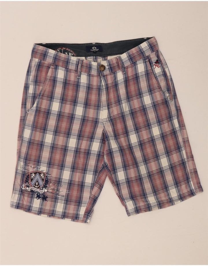 La Martina Chino Shorts til mænd W31 Medium rød ternet bomuld