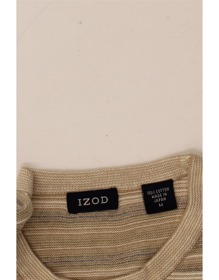 IZOD Herre sweater med rund hals, medium beige stribet bomuld