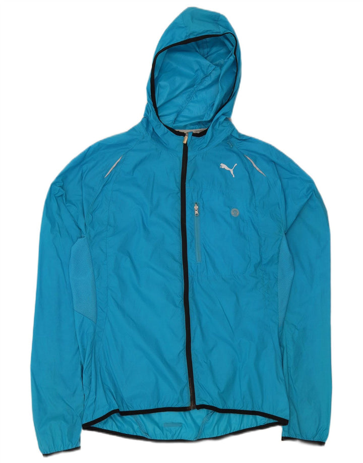 PUMA Mens Hooded Rain Jacket UK 38 Medium Blue