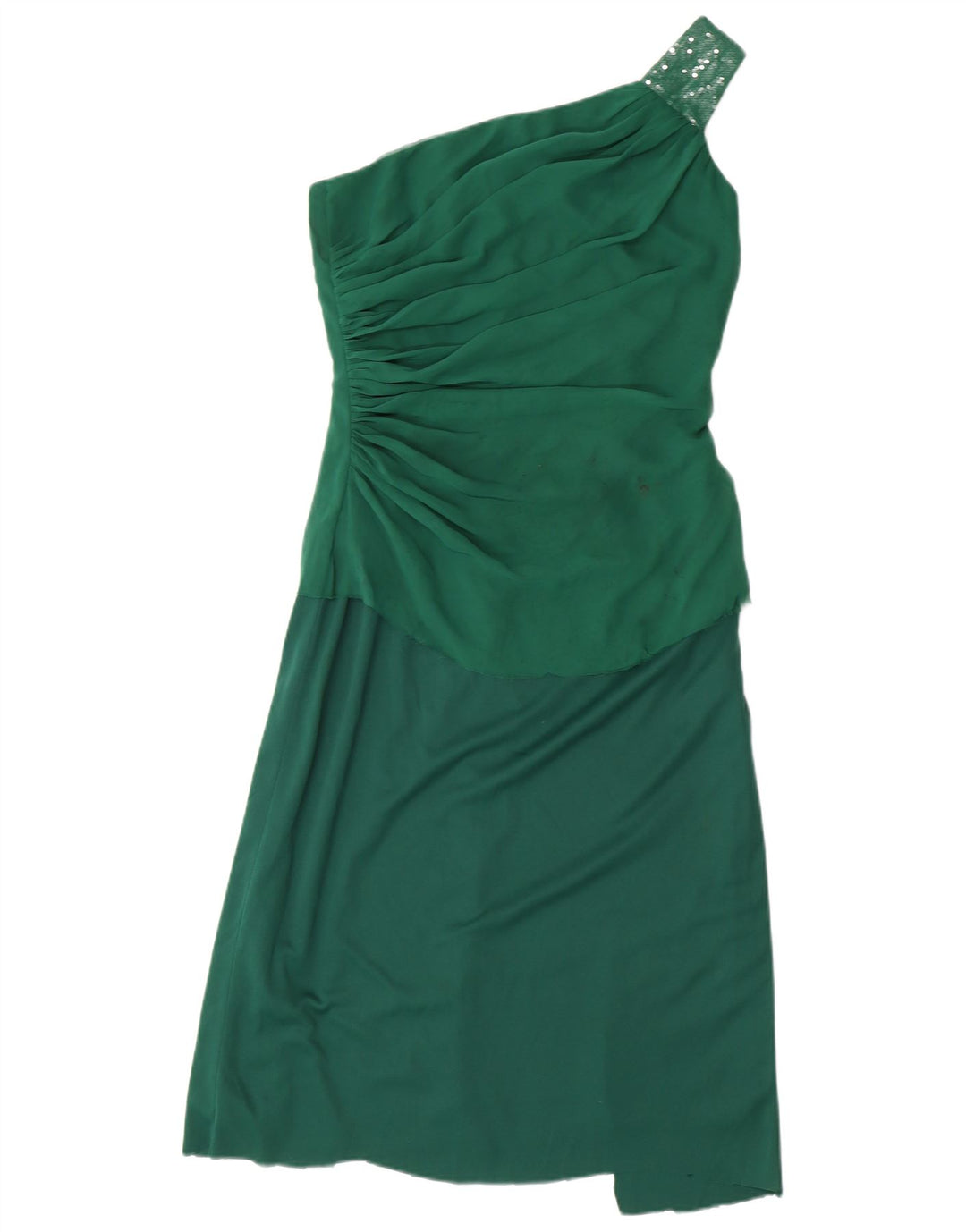 DESSY COLLECTION Womens One Shoulder Dress UK 8 Small Green Polyester