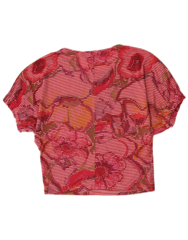 Desigual Womens Crop T-Shirt Top UK 10 Small Pink Floral