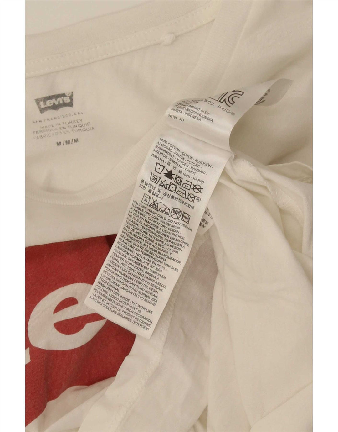 Levi's Grafisk T-shirt top til kvinder UK 12 Medium hvid bomuld