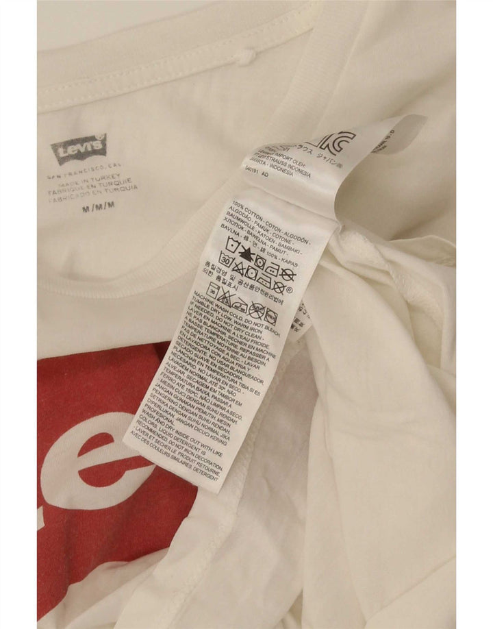 Levi's Grafisk T-shirt top til kvinder UK 12 Medium hvid bomuld