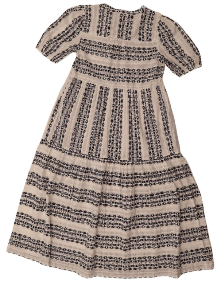Marks & Spencer Dame Maxikjole UK 10 Lille Hvid Geometrisk Bomuld