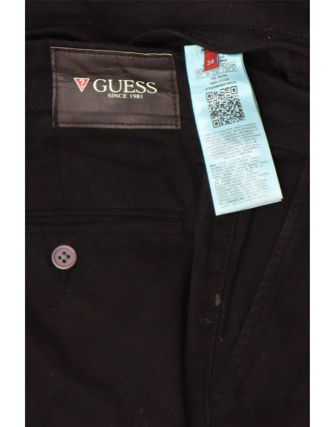 Guess Herre Slim Chino Bukser W34 L32 Sort Bomuld
