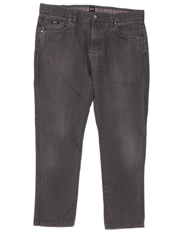 Hugo Boss Herre Tapered Jeans W34 L28 Grå Bomuld