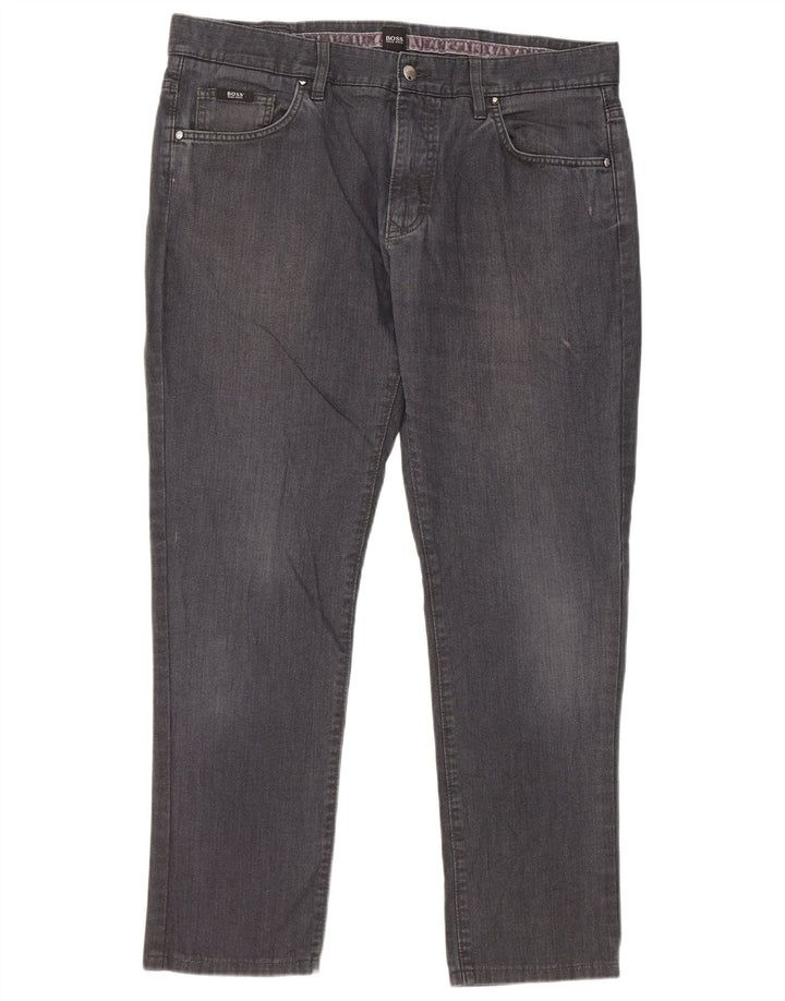 Hugo Boss Herre Tapered Jeans W34 L28 Grå Bomuld