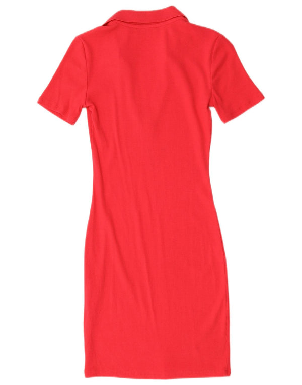 Zara Womens Bodycon Dress UK 8 Small Red Bomuld