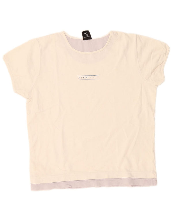 Nike Girls Tennis Grafisk T-Shirt Top 13-14 år XL Off White Colourblock