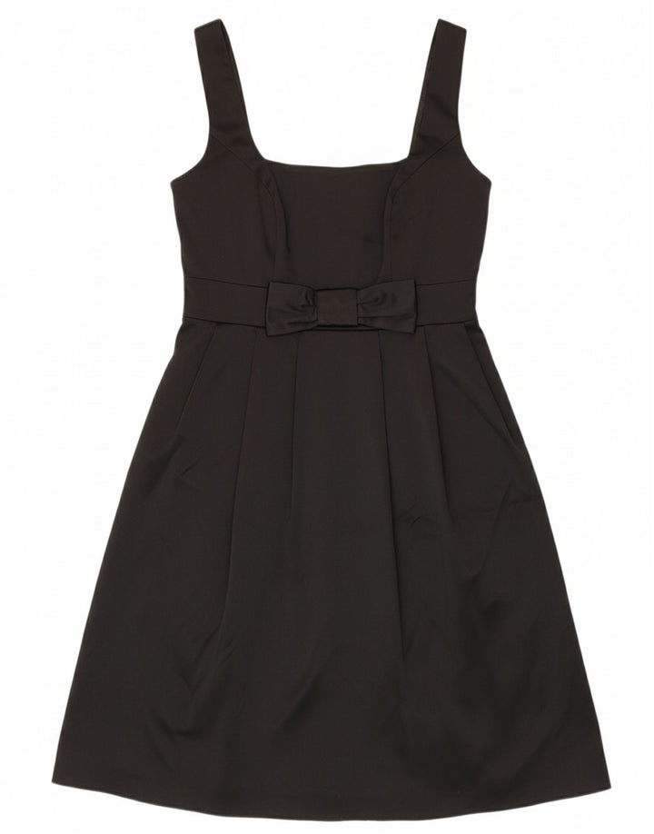 DEBUT Womens Sleeveless A-Line Dress UK 10 Small Black Polyester Vintage Debut and Second-Hand Debut from Messina Hembry 